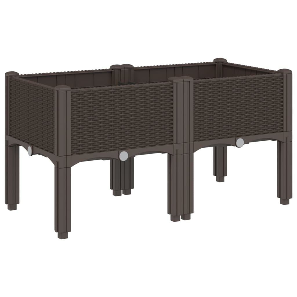 vidaXL Ζαρντινιέρα Κήπου με Πόδια Καφέ 80x40x42 εκ. Πολυπροπυλένιο - Image 2