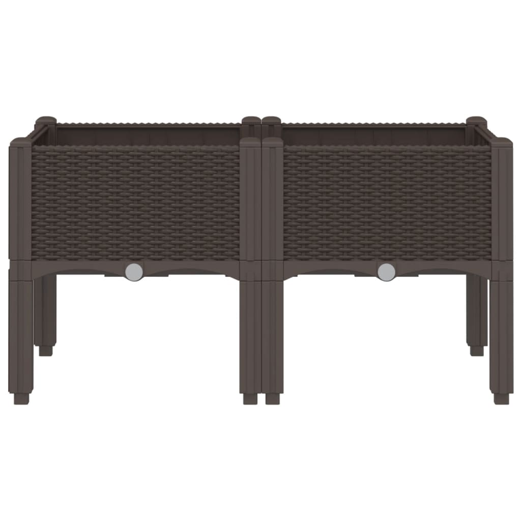 vidaXL Ζαρντινιέρα Κήπου με Πόδια Καφέ 80x40x42 εκ. Πολυπροπυλένιο - Image 3