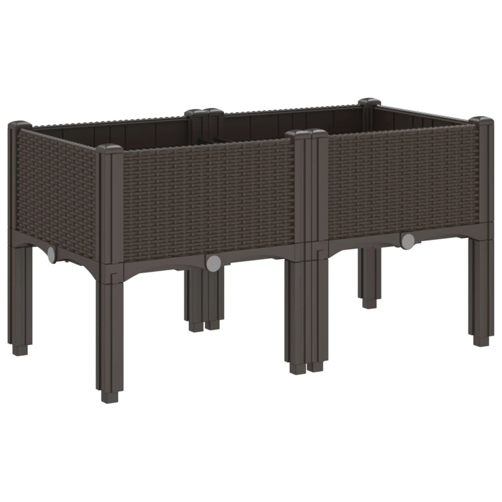 vidaXL Ζαρντινιέρα Κήπου με Πόδια Καφέ 80x40x42 εκ. Πολυπροπυλένιο - Image 5