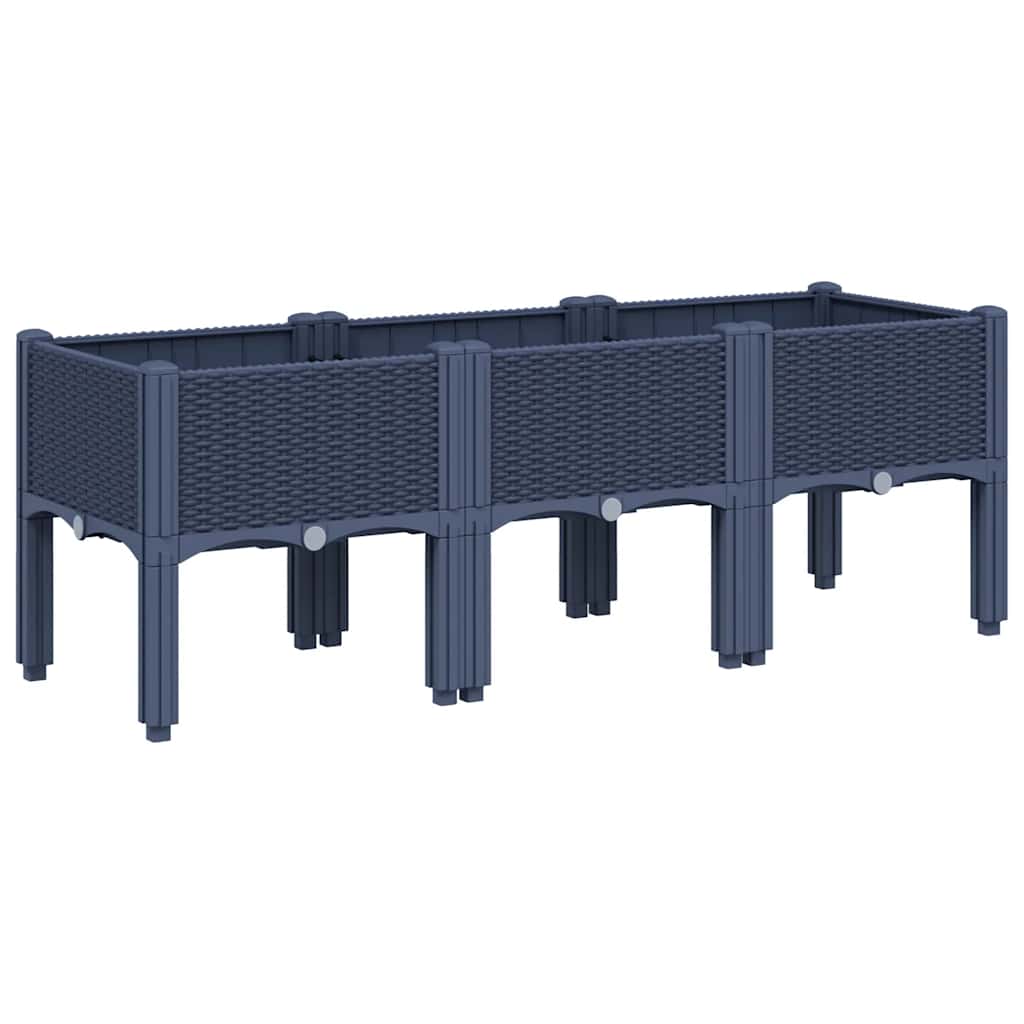 vidaXL Ζαρντινιέρα Κήπου με Πόδια Μπλε Γκρι 120x40x42 εκ. Πολυπροπυλένιο - Image 2