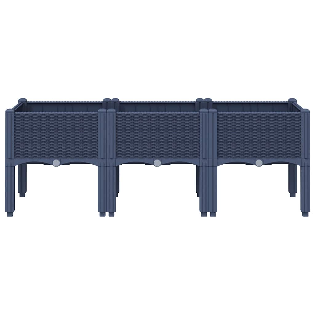 vidaXL Ζαρντινιέρα Κήπου με Πόδια Μπλε Γκρι 120x40x42 εκ. Πολυπροπυλένιο - Image 3