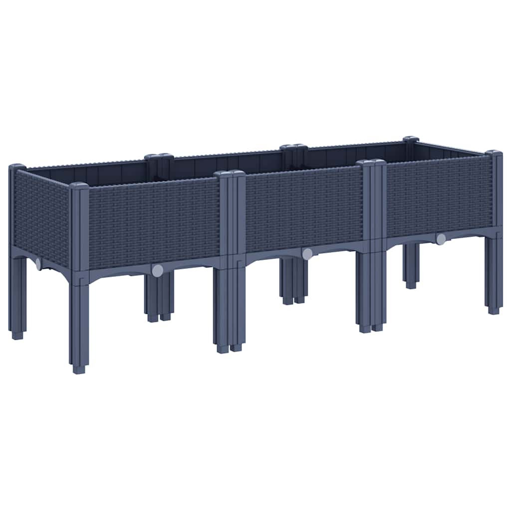 vidaXL Ζαρντινιέρα Κήπου με Πόδια Μπλε Γκρι 120x40x42 εκ. Πολυπροπυλένιο - Image 5