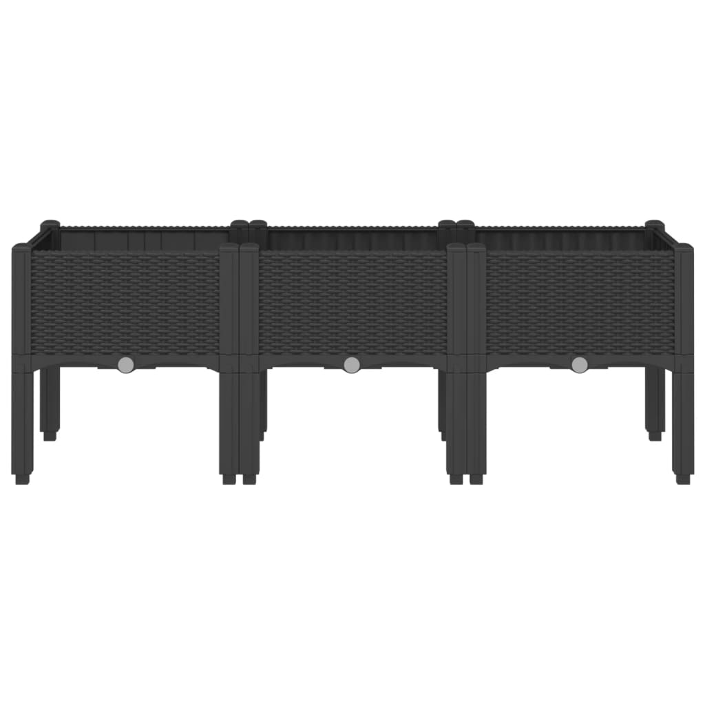 vidaXL Ζαρντινιέρα Κήπου με Πόδια Μαύρη 120x40x42 εκ. Πολυπροπυλένιο - Image 3