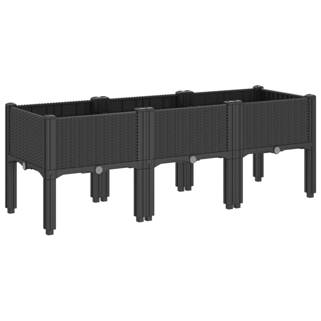 vidaXL Ζαρντινιέρα Κήπου με Πόδια Μαύρη 120x40x42 εκ. Πολυπροπυλένιο - Image 5