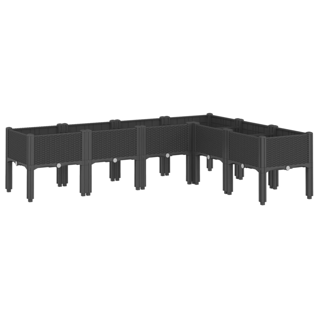 vidaXL Ζαρντινιέρα Κήπου με Πόδια Μαύρη 160x120x42 εκ. Πολυπροπυλένιο - Image 2