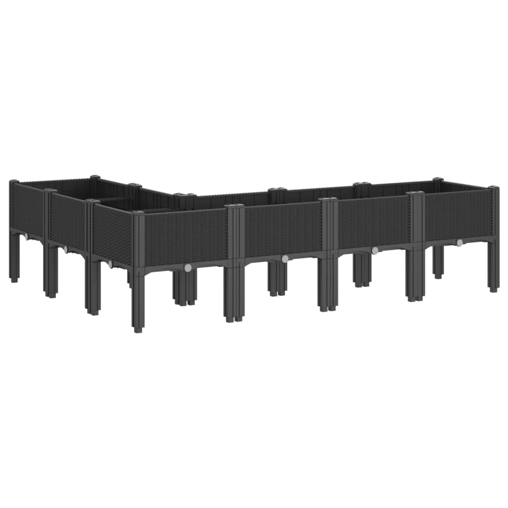vidaXL Ζαρντινιέρα Κήπου με Πόδια Μαύρη 160x120x42 εκ. Πολυπροπυλένιο - Image 5