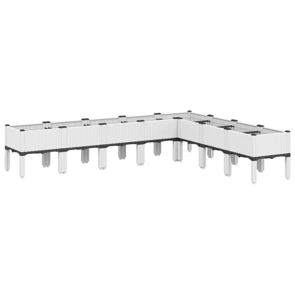 vidaXL Ζαρντινιέρα Κήπου με Πόδια Λευκή 200x160x42 εκ. Πολυπροπυλένιο - Image 2