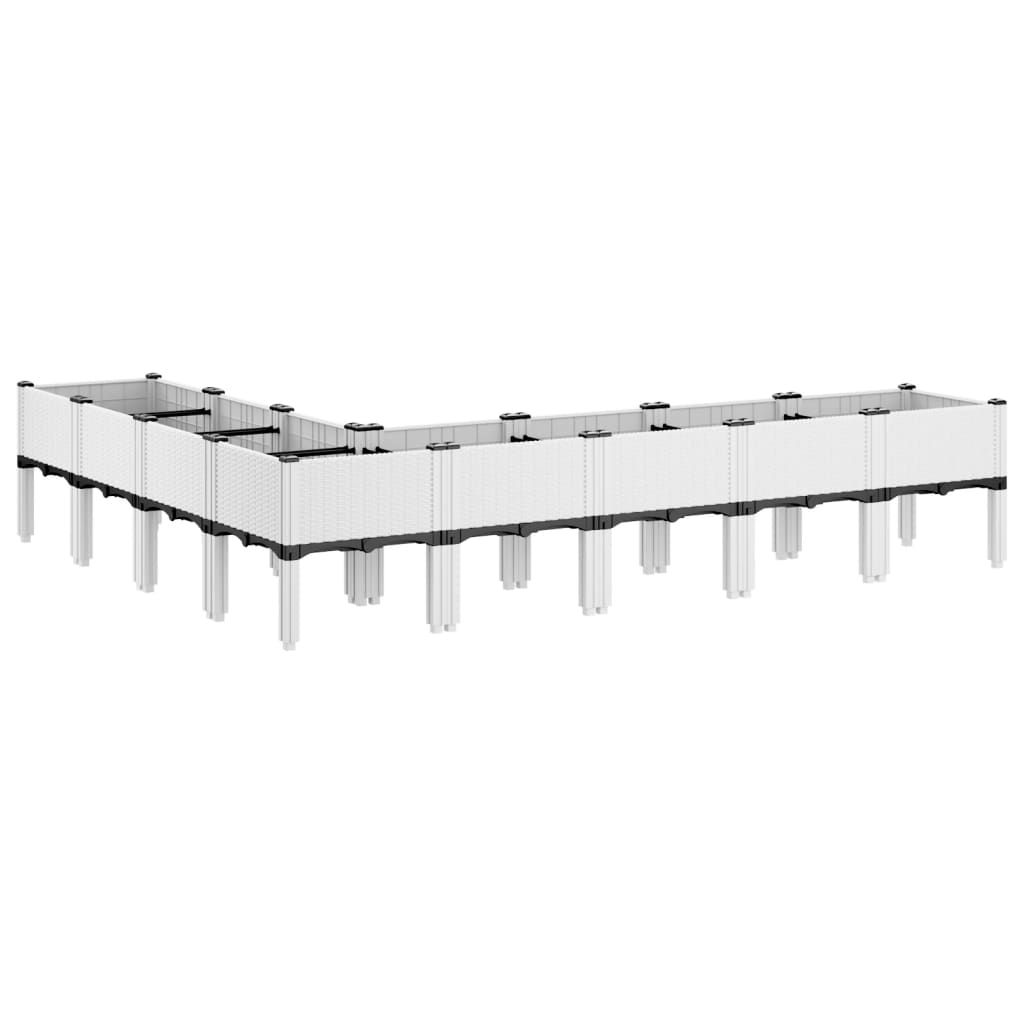 vidaXL Ζαρντινιέρα Κήπου με Πόδια Λευκή 200x160x42 εκ. Πολυπροπυλένιο - Image 5
