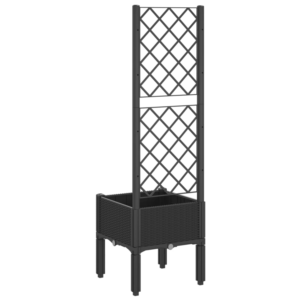vidaXL Ζαρντινιέρα Κήπου με Καφασωτό Μαύρο 40 x 40 x 142 εκ. από PP - Image 5