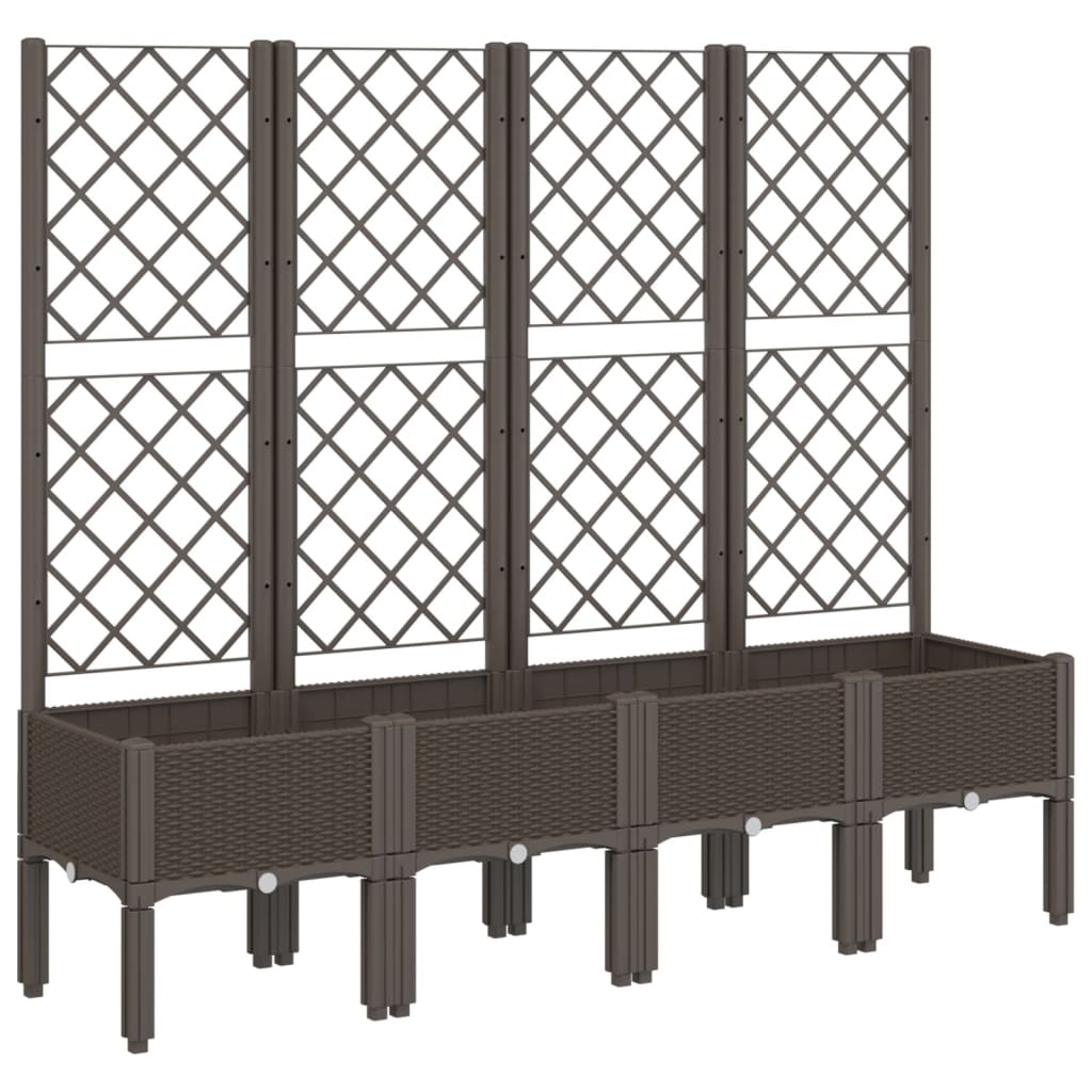 vidaXL Ζαρντινιέρα Κήπου με Καφασωτό Καφέ 160 x 40 x 142 εκ. από PP - Image 2