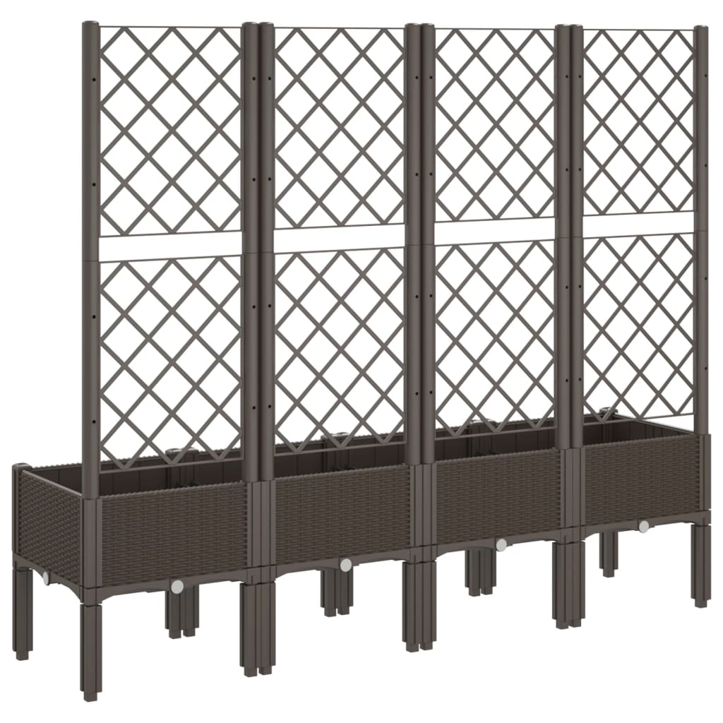 vidaXL Ζαρντινιέρα Κήπου με Καφασωτό Καφέ 160 x 40 x 142 εκ. από PP - Image 5
