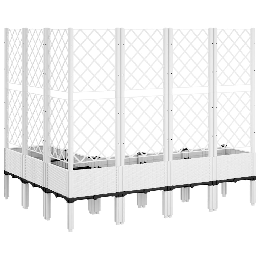 vidaXL Ζαρντινιέρα Κήπου με Καφασωτό Λευκή 160x160x142 εκ. Πολυπροπ. - Image 5