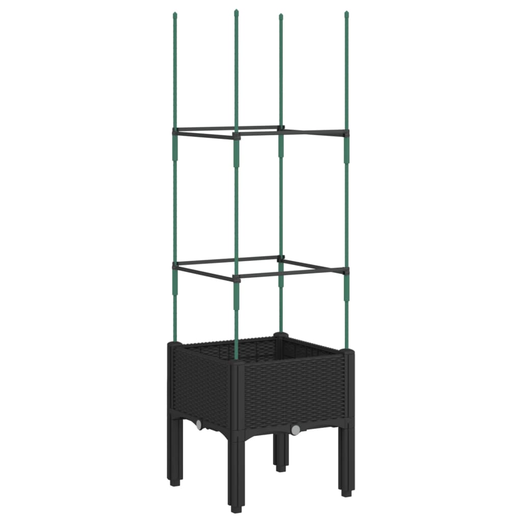vidaXL Ζαρντινιέρα Κήπου με Καφασωτό Μαύρο 40 x 40 x 142,5 εκ. από PP - Image 2
