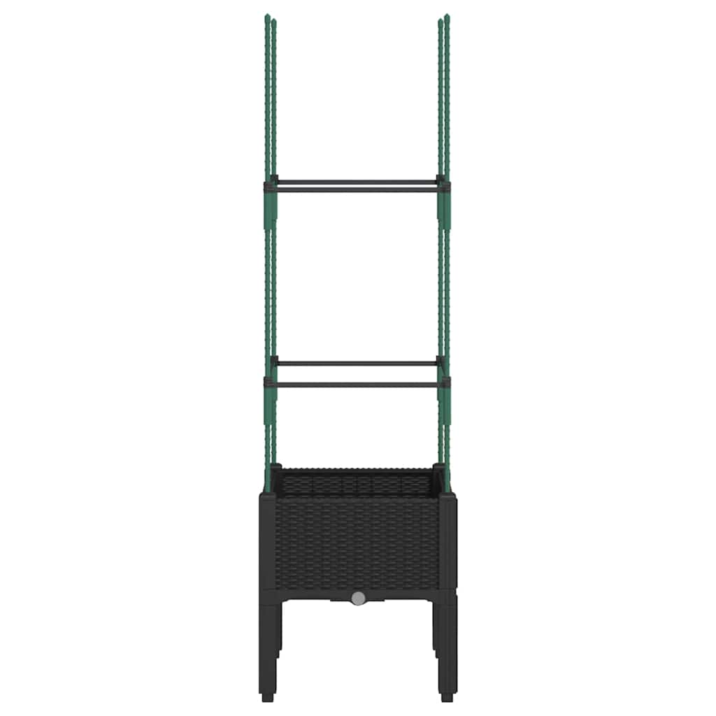 vidaXL Ζαρντινιέρα Κήπου με Καφασωτό Μαύρο 40 x 40 x 142,5 εκ. από PP - Image 4