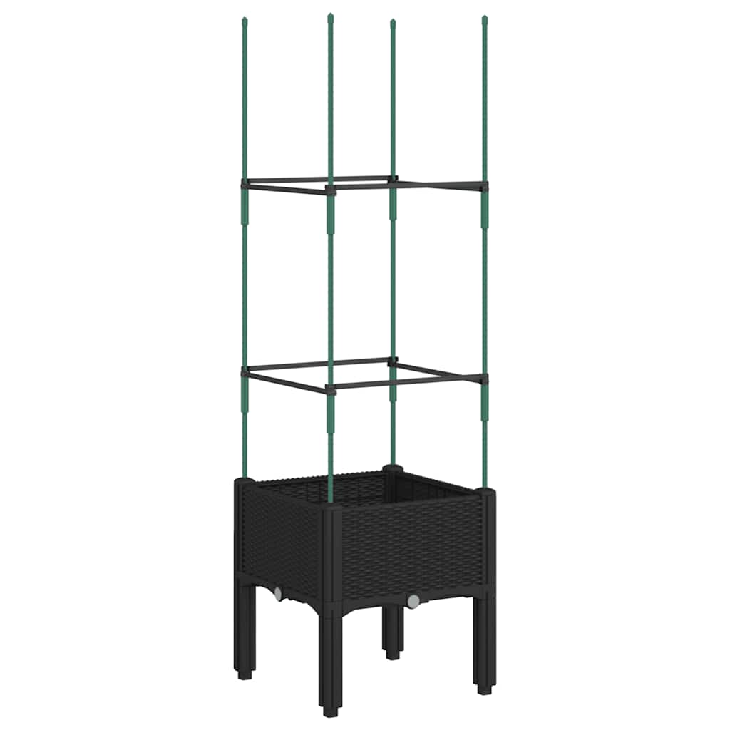 vidaXL Ζαρντινιέρα Κήπου με Καφασωτό Μαύρο 40 x 40 x 142,5 εκ. από PP - Image 5
