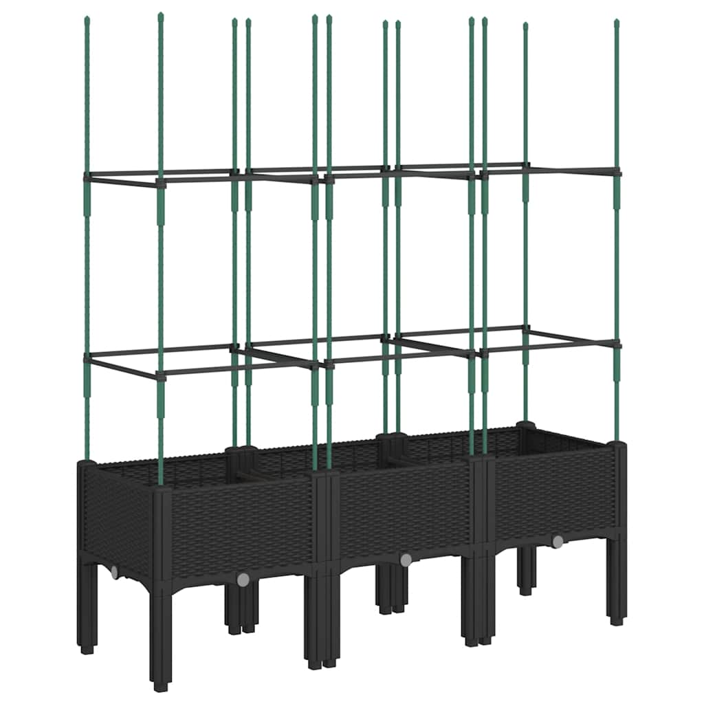 vidaXL Ζαρντινιέρα Κήπου με Καφασωτό Μαύρο 120 x 40 x 142,5 εκ. από PP - Image 2