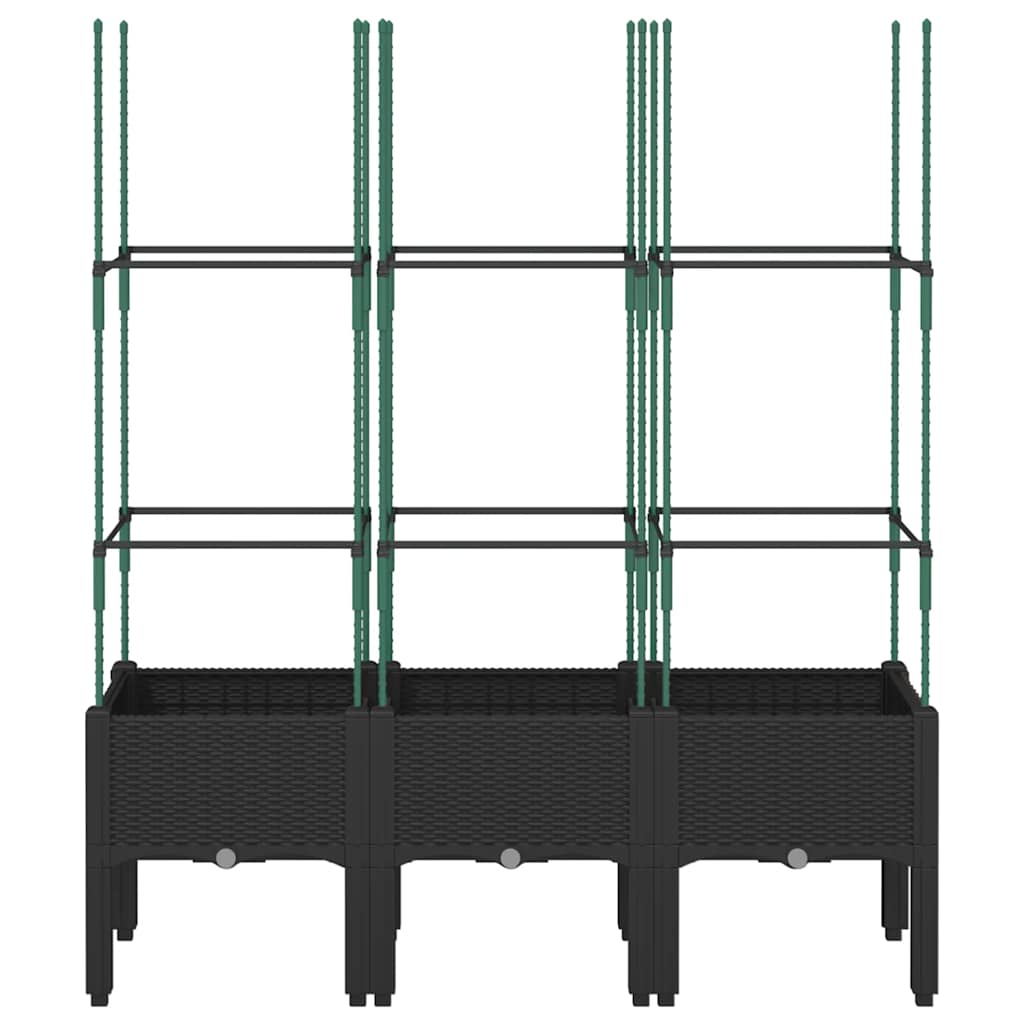 vidaXL Ζαρντινιέρα Κήπου με Καφασωτό Μαύρο 120 x 40 x 142,5 εκ. από PP - Image 3
