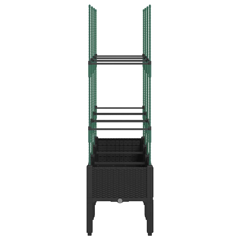 vidaXL Ζαρντινιέρα Κήπου με Καφασωτό Μαύρο 120 x 40 x 142,5 εκ. από PP - Image 4