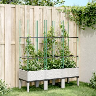 vidaXL Ζαρντινιέρα Κήπου με Καφασωτό Λευκή 120x40x142,5 εκ. από PP