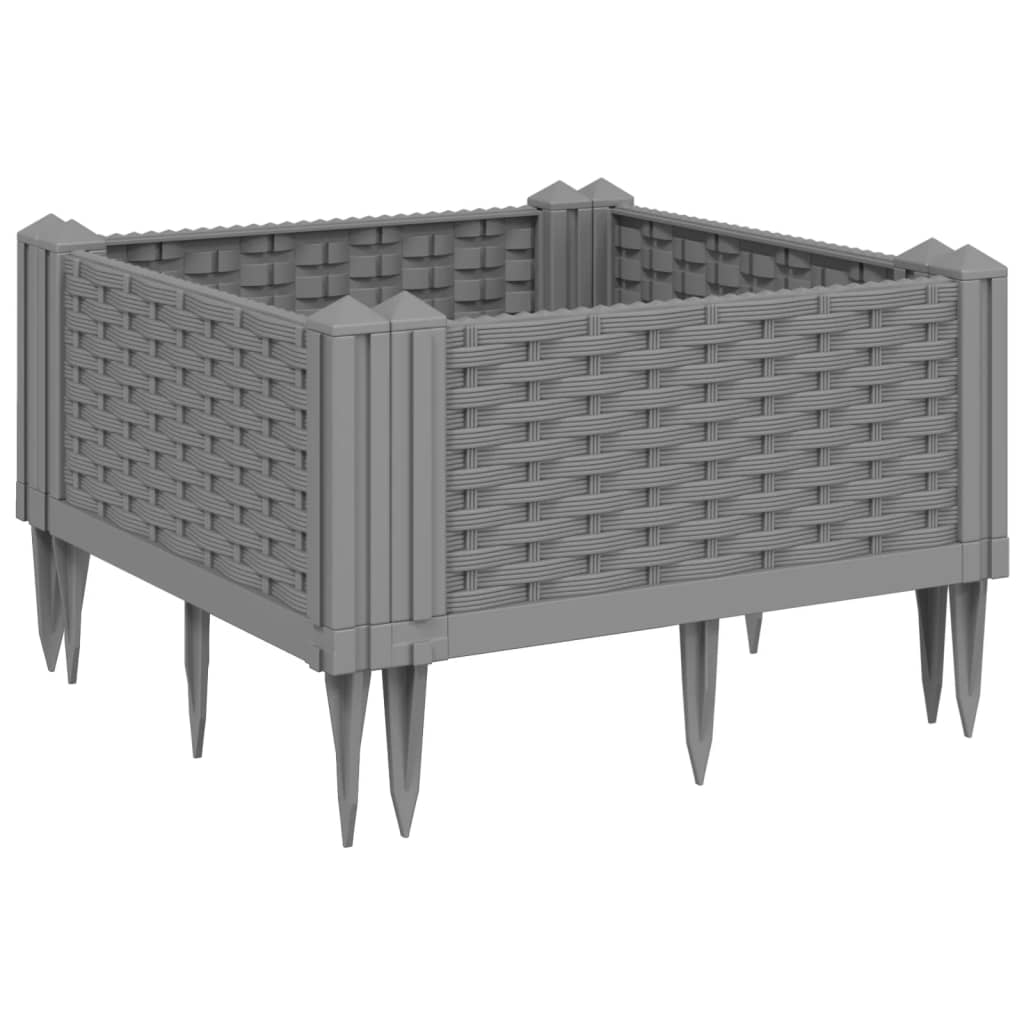 vidaXL Ζαρντινιέρα με Πασσάλους Αν.Γκρι42,5x42,5x28,5εκ Πολυπροπυλένιο - Image 2