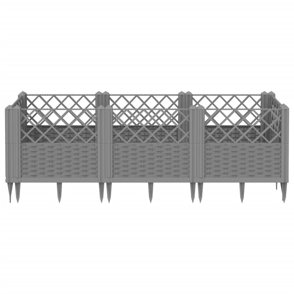 vidaXL Ζαρντινιέρα με Πασσάλους Γκρι 123,5x43,5x43,5εκ. Πολυπροπυλένιο - Image 3