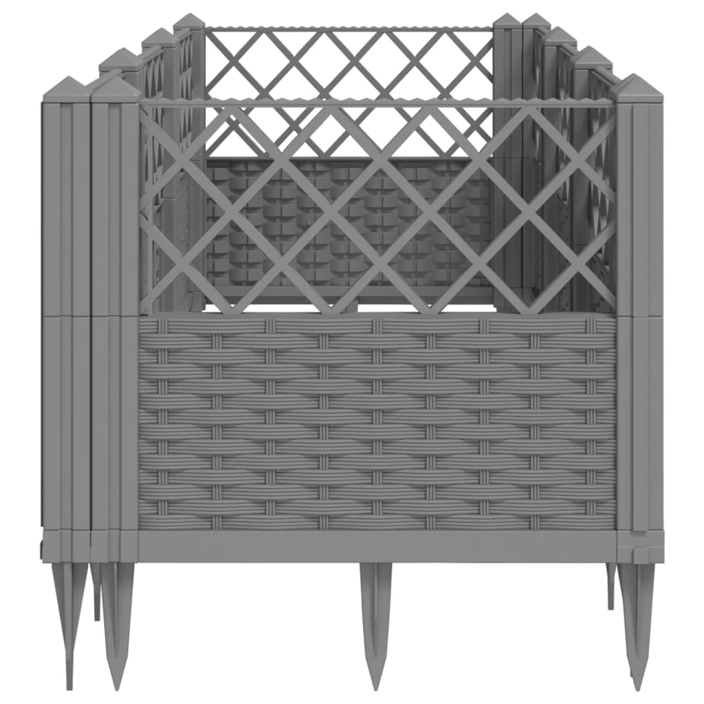 vidaXL Ζαρντινιέρα με Πασσάλους Γκρι 123,5x43,5x43,5εκ. Πολυπροπυλένιο - Image 4