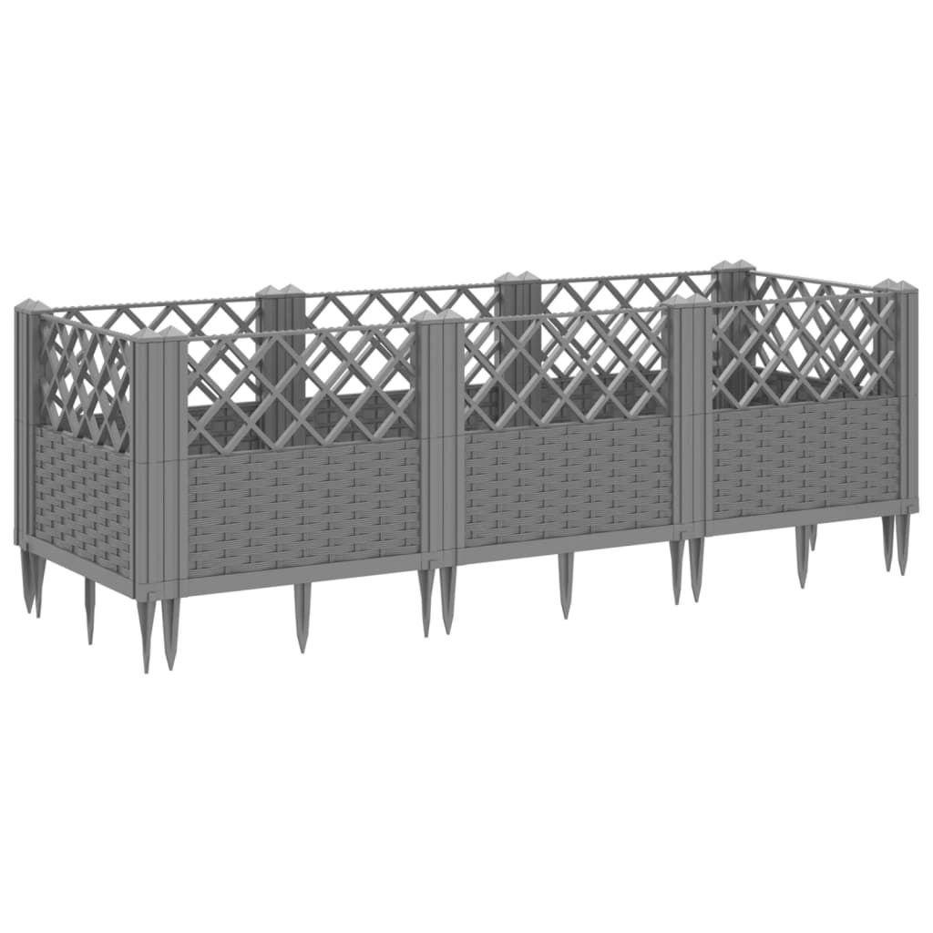vidaXL Ζαρντινιέρα με Πασσάλους Γκρι 123,5x43,5x43,5εκ. Πολυπροπυλένιο - Image 5