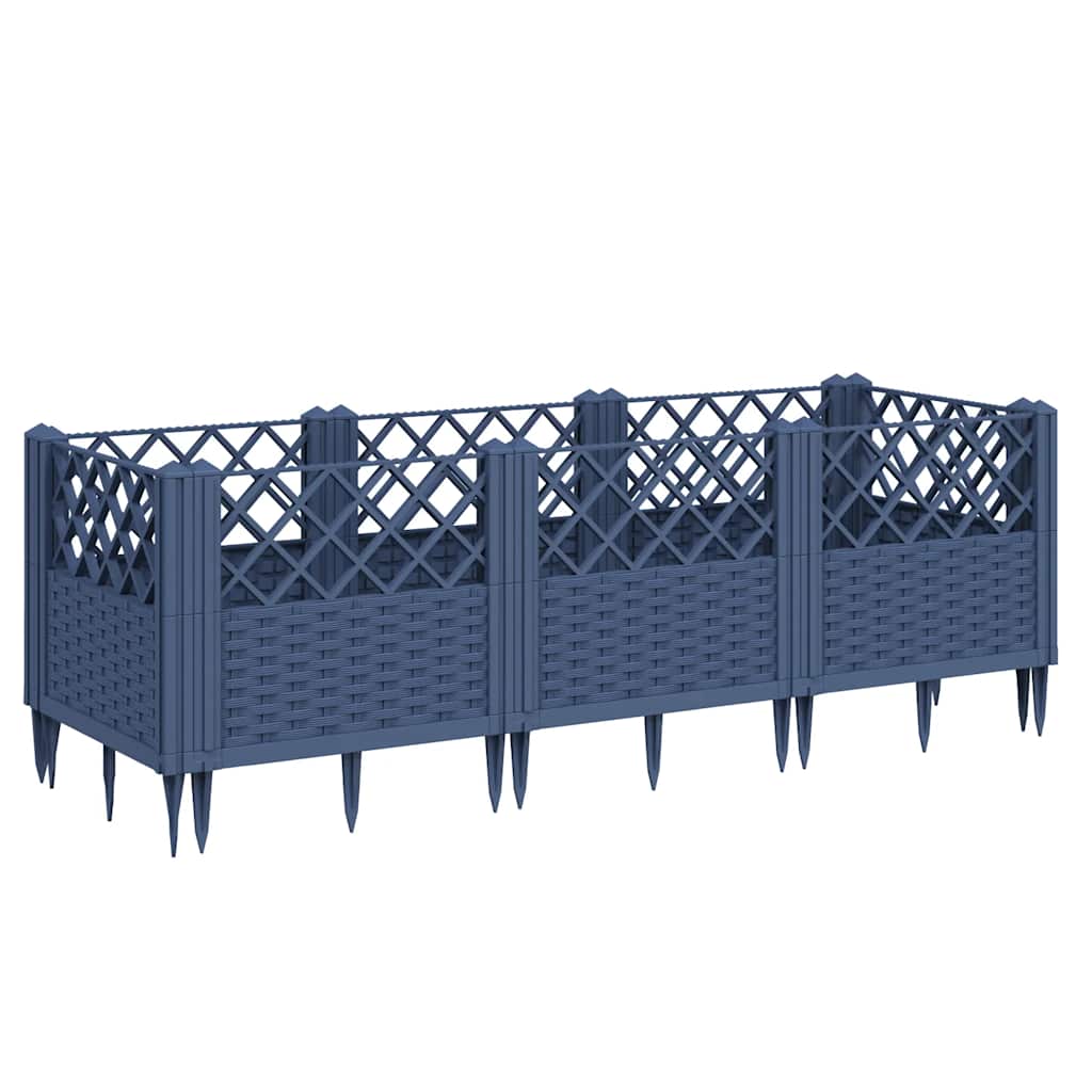 vidaXL Ζαρντινιέρα με Πασσάλους Μπλε Γκρι 123,5x43,5x43,5εκ. Πολυπροπυλένιο - Image 2