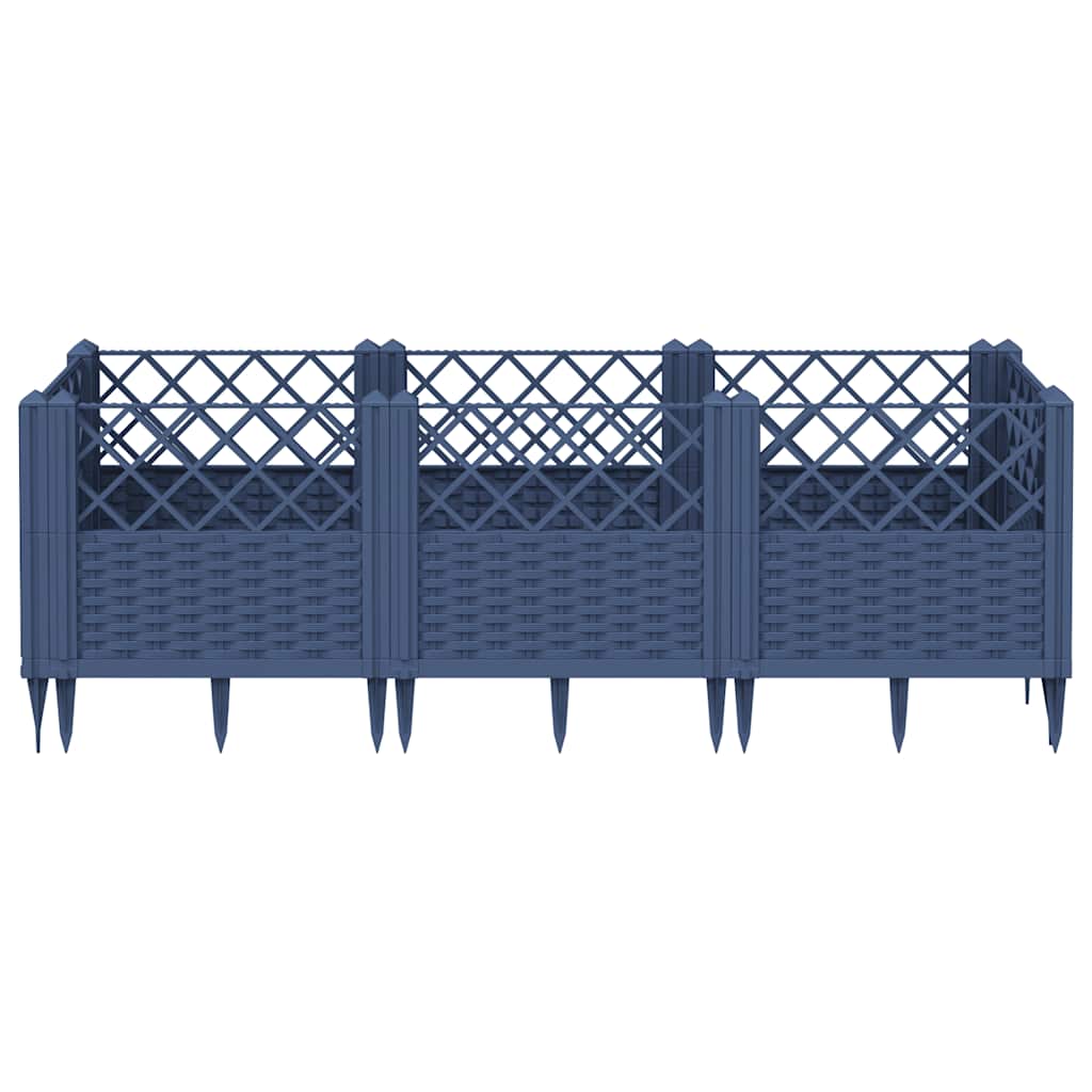 vidaXL Ζαρντινιέρα με Πασσάλους Μπλε Γκρι 123,5x43,5x43,5εκ. Πολυπροπυλένιο - Image 3