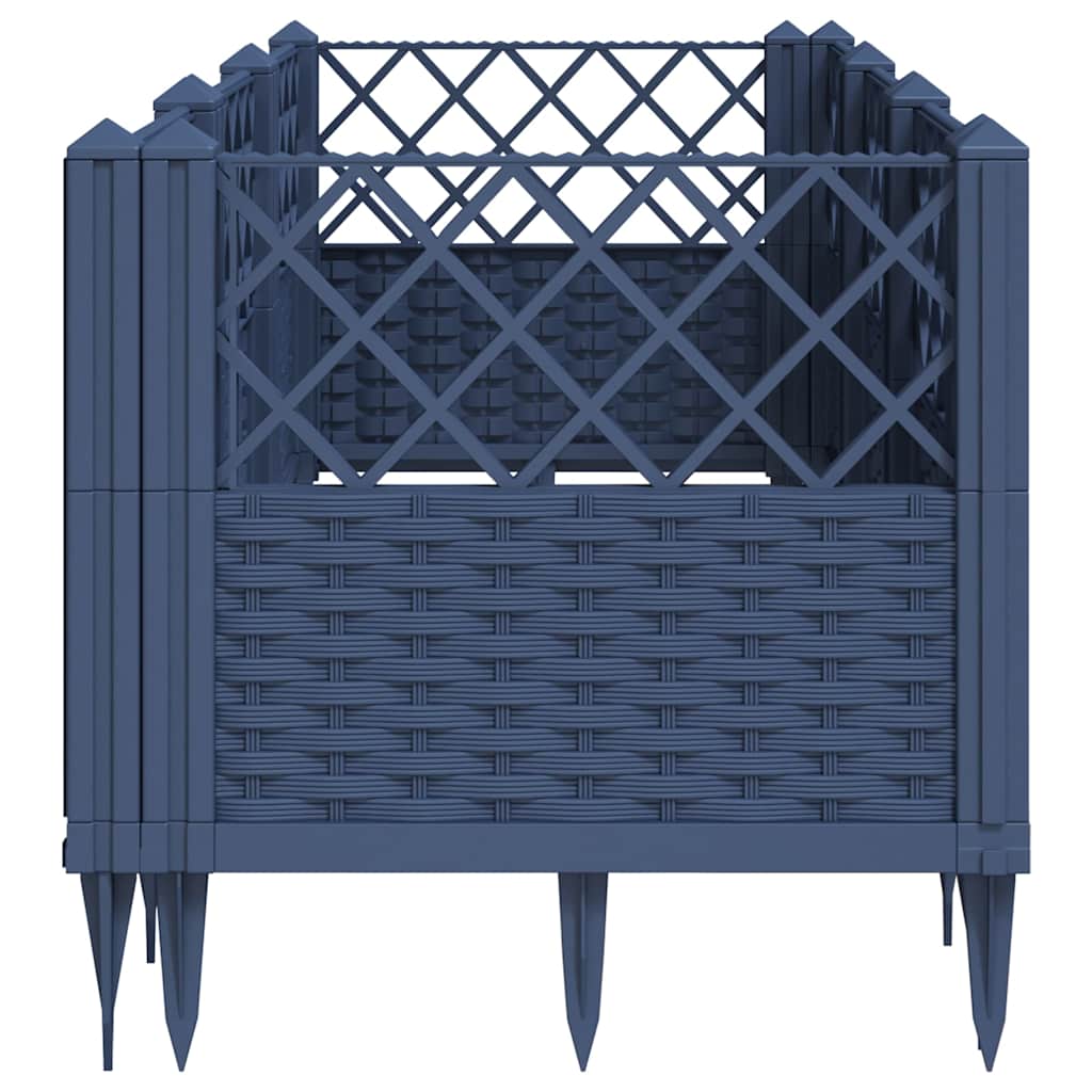 vidaXL Ζαρντινιέρα με Πασσάλους Μπλε Γκρι 123,5x43,5x43,5εκ. Πολυπροπυλένιο - Image 4