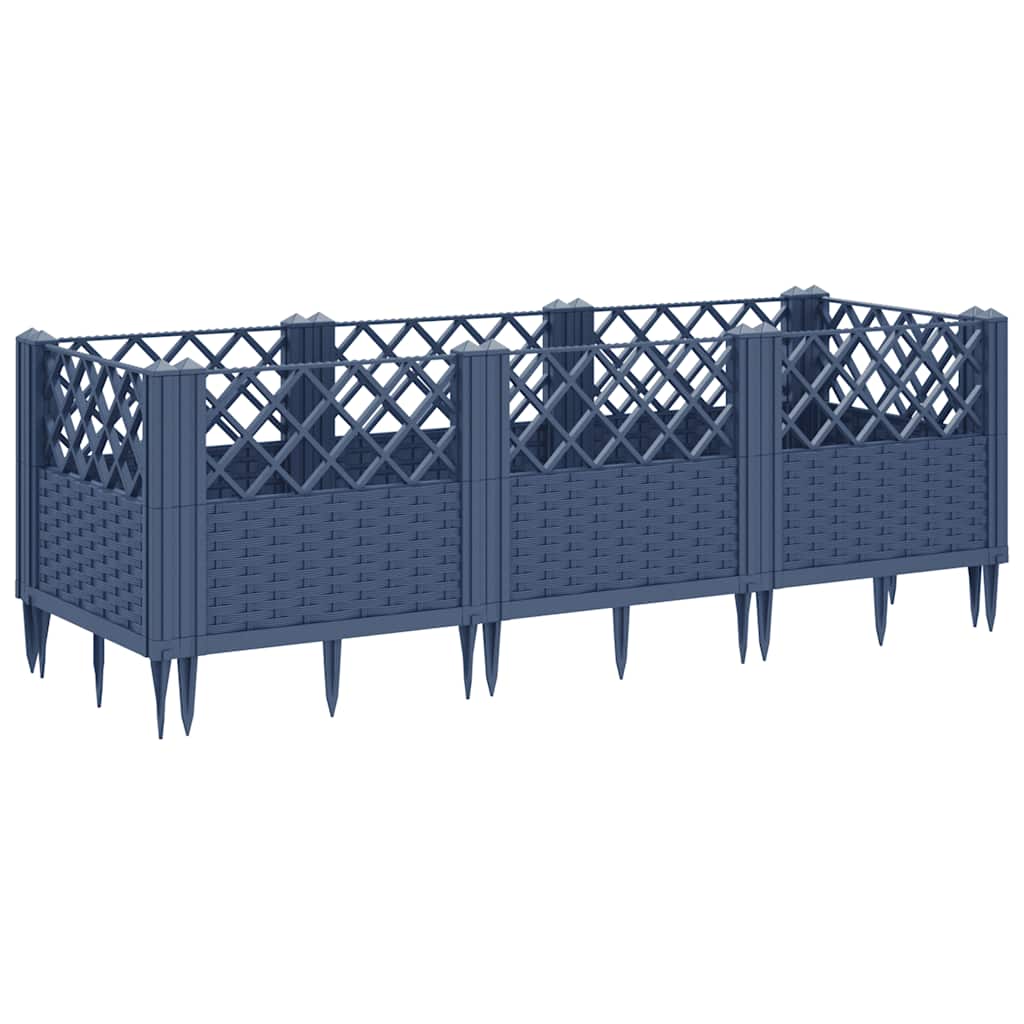 vidaXL Ζαρντινιέρα με Πασσάλους Μπλε Γκρι 123,5x43,5x43,5εκ. Πολυπροπυλένιο - Image 5