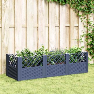 vidaXL Ζαρντινιέρα με Πασσάλους Μπλε Γκρι 123,5x43,5x43,5εκ. Πολυπροπυλένιο
