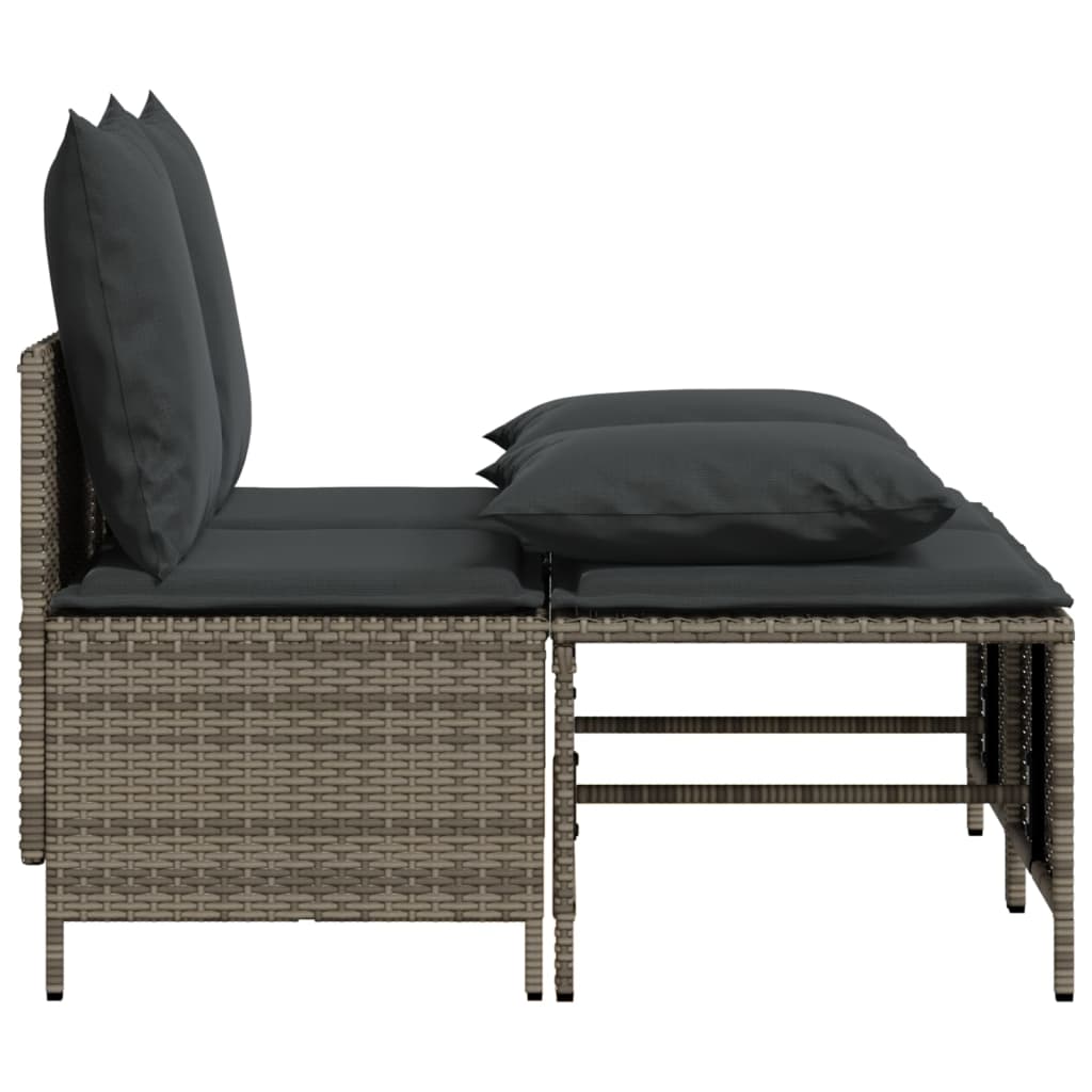 vidaXL Σαλόνι Κήπου Σετ 4 Τεμαχίων Γκρι Συνθετικό Ρατάν με Μαξιλάρια - Image 4