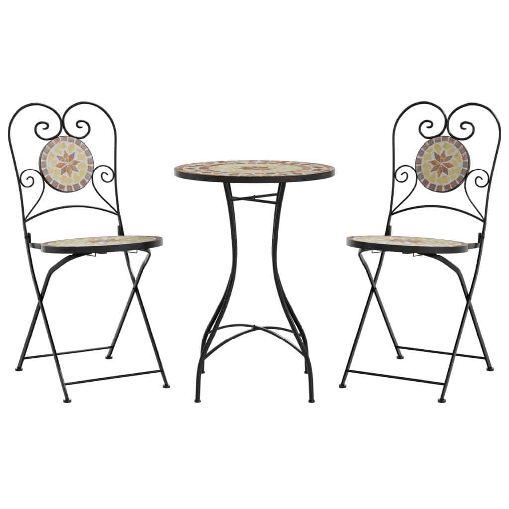 vidaXL Σετ Bistro «Μωσαϊκό» Τερακότα/Λευκό Σίδηρος και Κεραμικό - Image 2