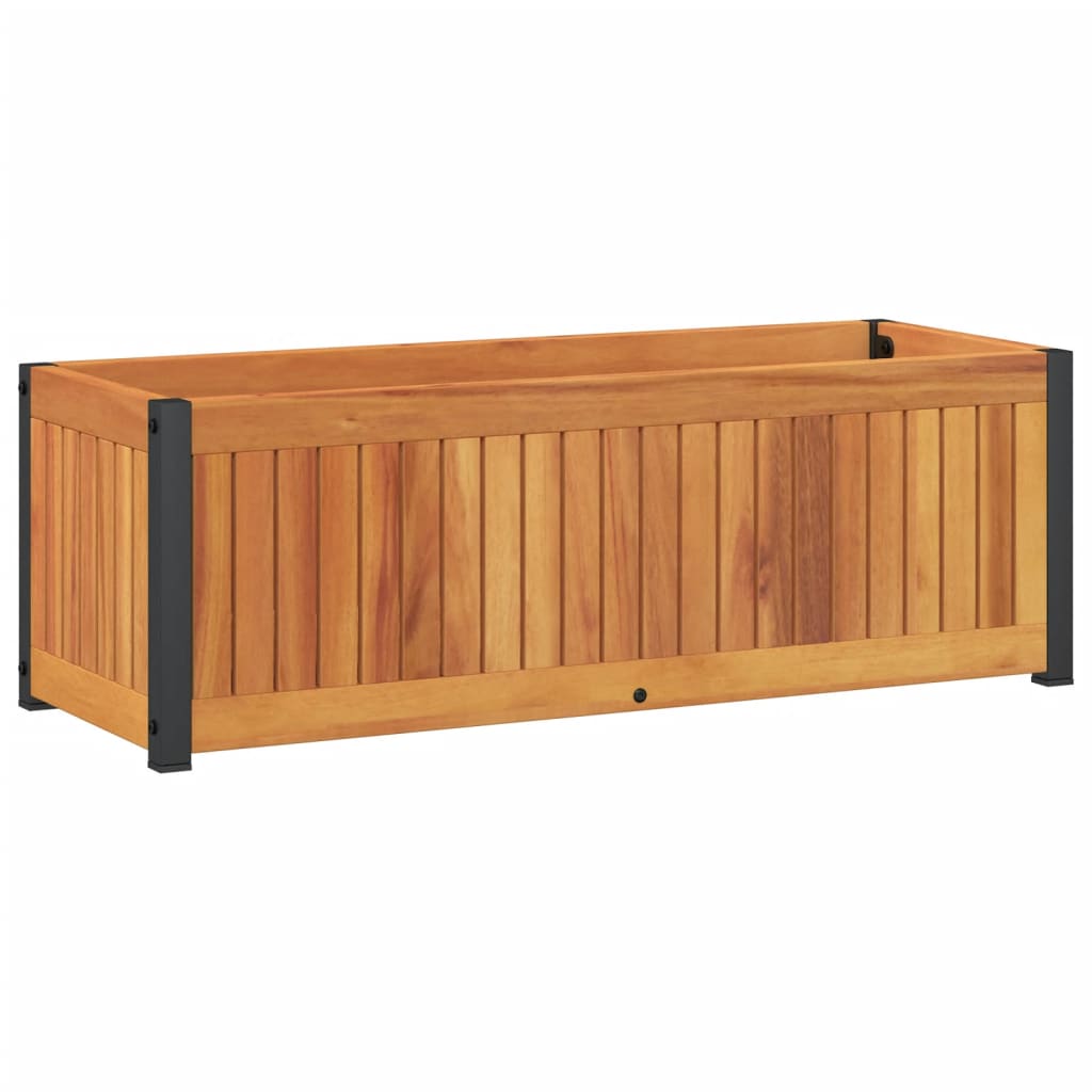 vidaXL Ζαρντινιέρα Κήπου 80x30x27,5 εκ. Μασίφ Ξύλο Ακακίας/Ατσάλι - Image 2