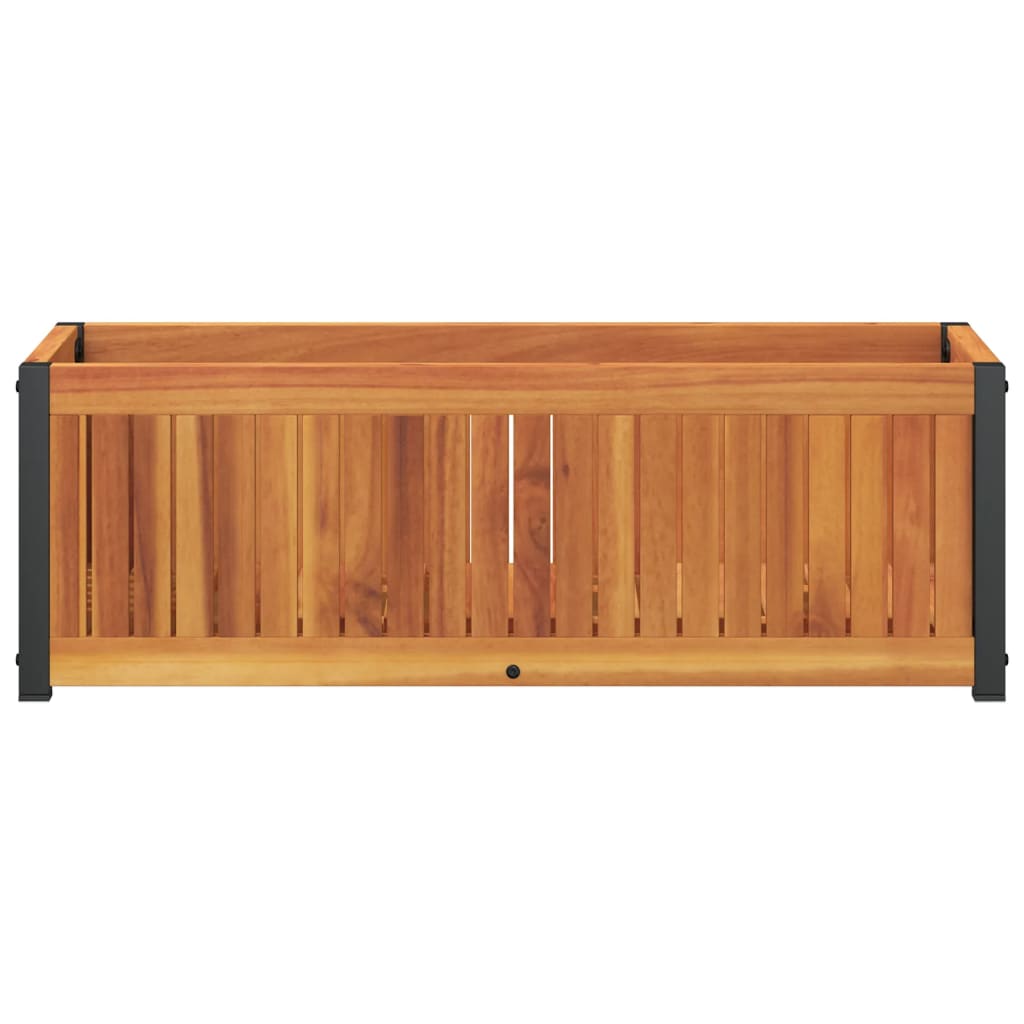 vidaXL Ζαρντινιέρα Κήπου 80x30x27,5 εκ. Μασίφ Ξύλο Ακακίας/Ατσάλι - Image 4
