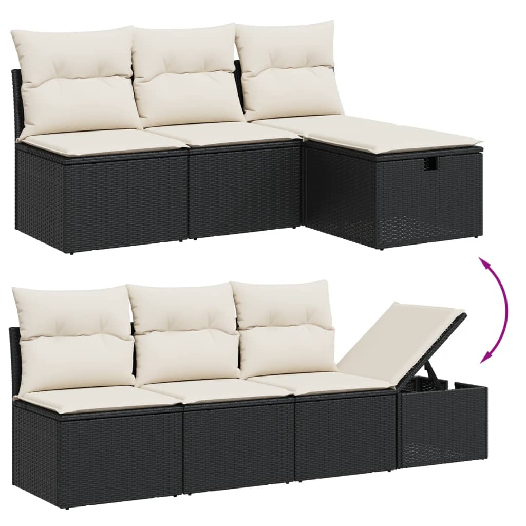 vidaXL Σαλόνι Κήπου Σετ 9 Τεμαχίων Μαύρο από Συνθ. Ρατάν με Μαξιλάρια - Image 3