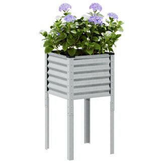 vidaXL Γλάστρα Κήπου 45x45x88 εκ. από Γαλβανισμένο Ατσάλι
