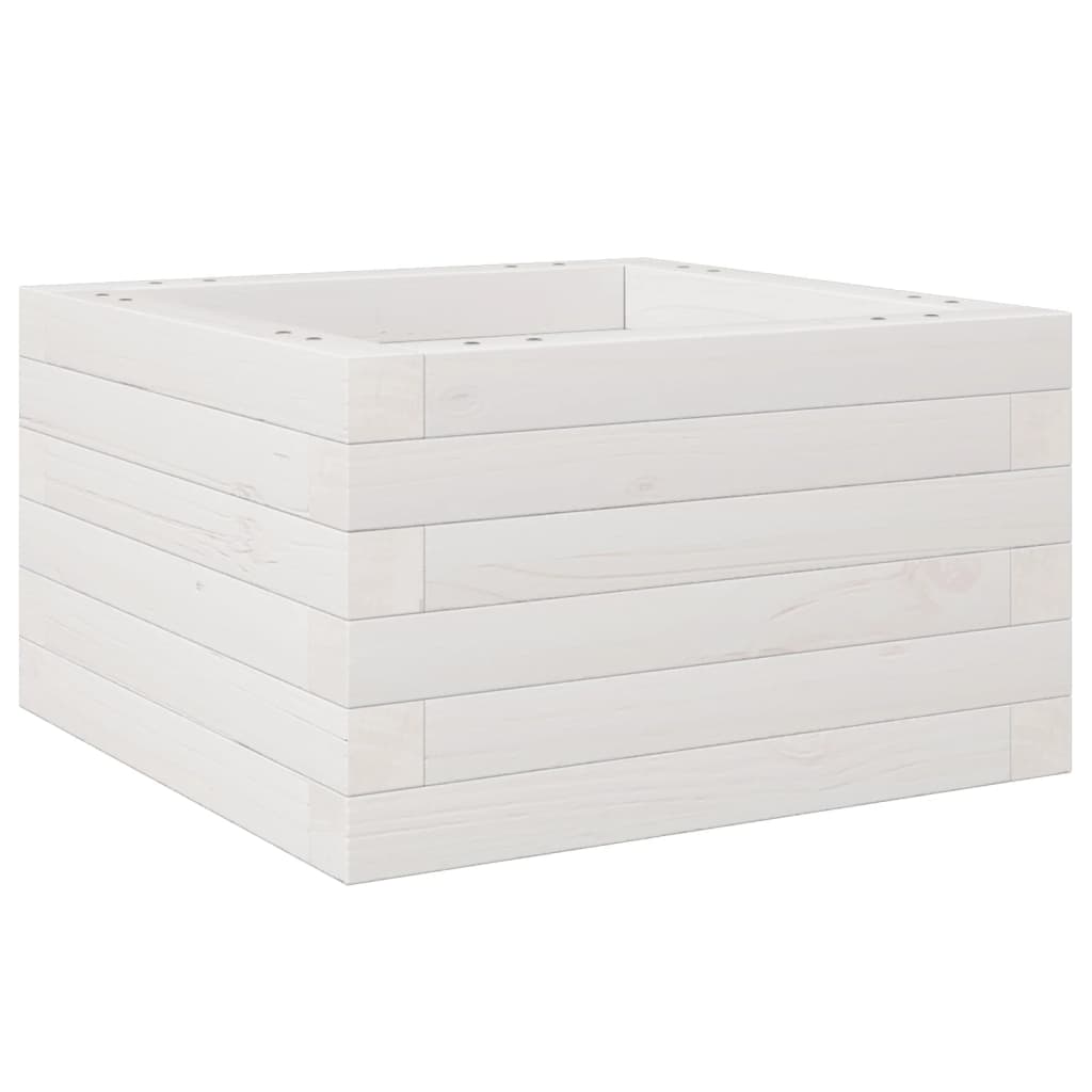 vidaXL Ζαρντινιέρα Κήπου Λευκή 40x40x23 εκ. από Μασίφ Ξύλο Πεύκου - Image 2