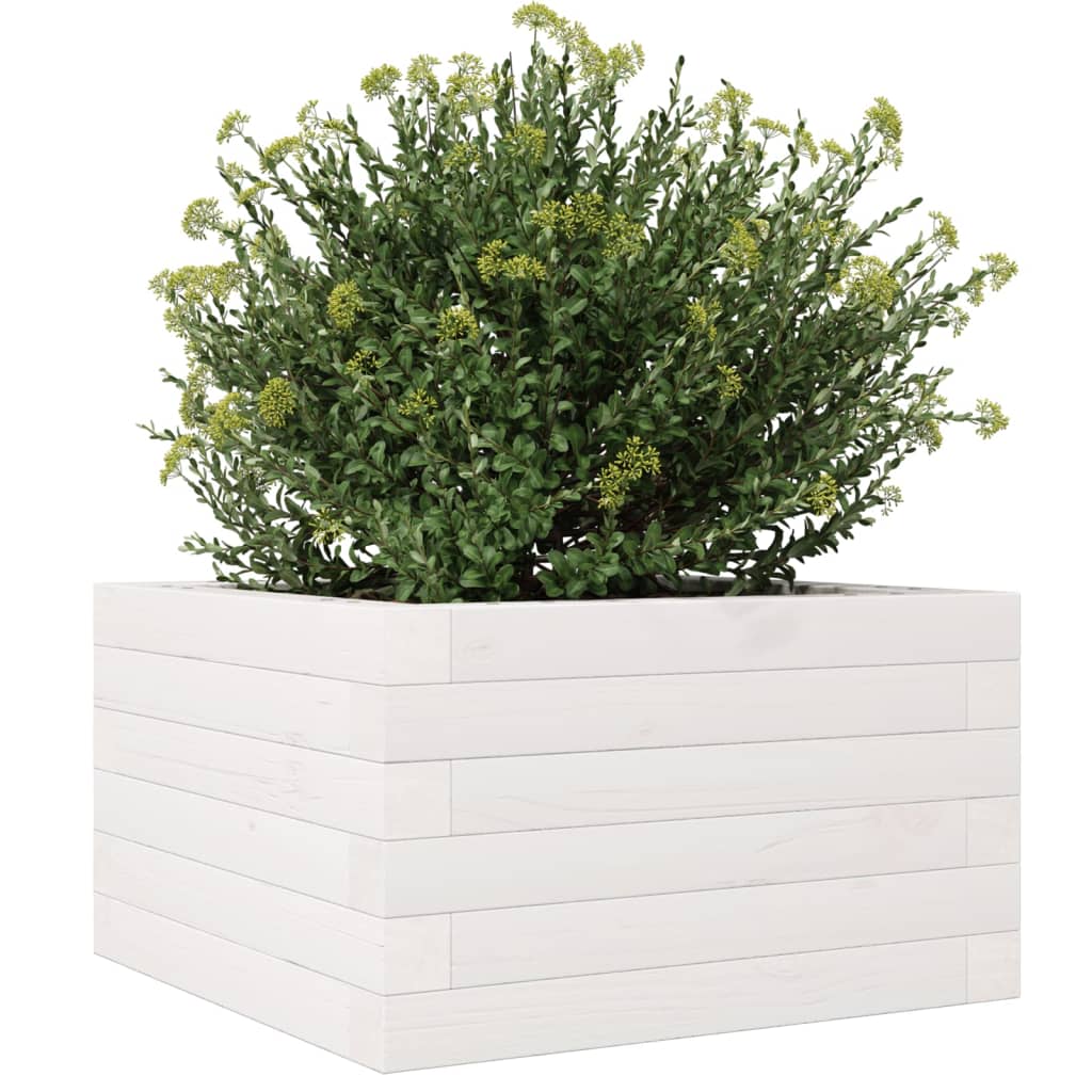 vidaXL Ζαρντινιέρα Κήπου Λευκή 40x40x23 εκ. από Μασίφ Ξύλο Πεύκου - Image 4