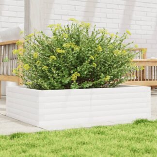 vidaXL Ζαρντινιέρα Λευκή 90x60x23 εκ. από Μασίφ Ξύλο Πεύκου