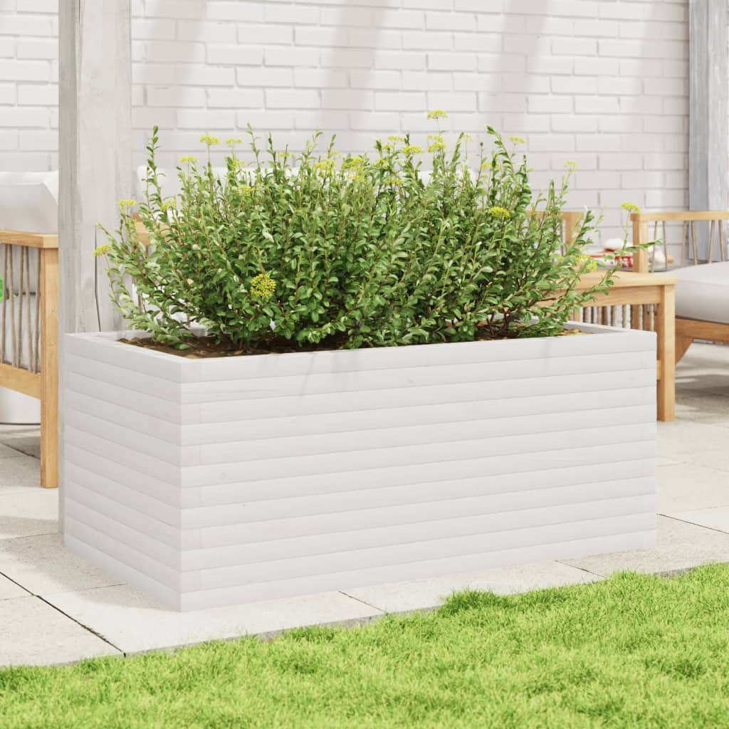 vidaXL Ζαρντινιέρα Κήπου Λευκή 110x60x45,5 εκ. από Μασίφ Ξύλο Πεύκου - Image 3