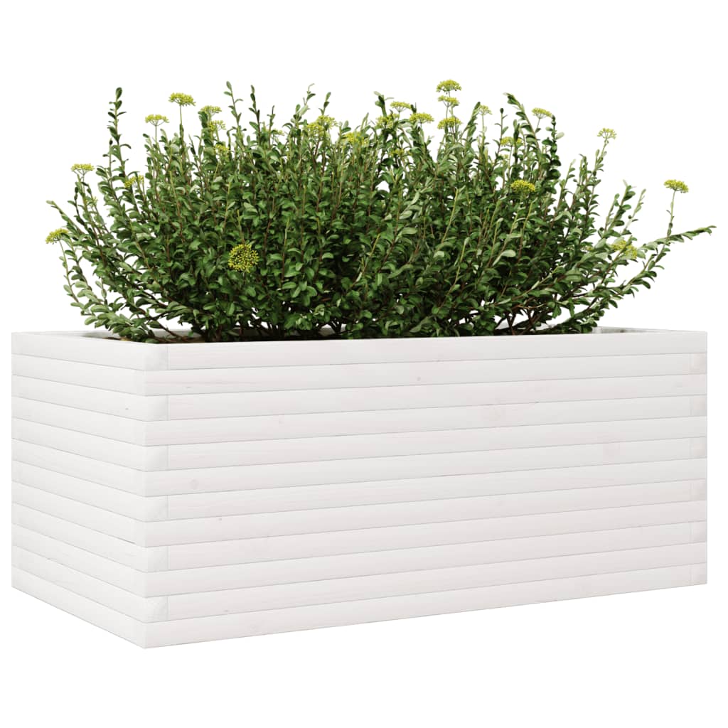 vidaXL Ζαρντινιέρα Κήπου Λευκή 110x60x45,5 εκ. από Μασίφ Ξύλο Πεύκου - Image 4