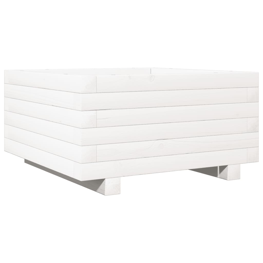 vidaXL Ζαρντινιέρα Κήπου Λευκή 50x50x26,5 εκ. από Μασίφ Ξύλο Πεύκου - Image 2
