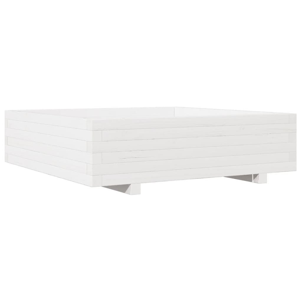 vidaXL Ζαρντινιέρα Λευκή 90x90x26,5 εκ. από Μασίφ Ξύλο Πεύκου - Image 2