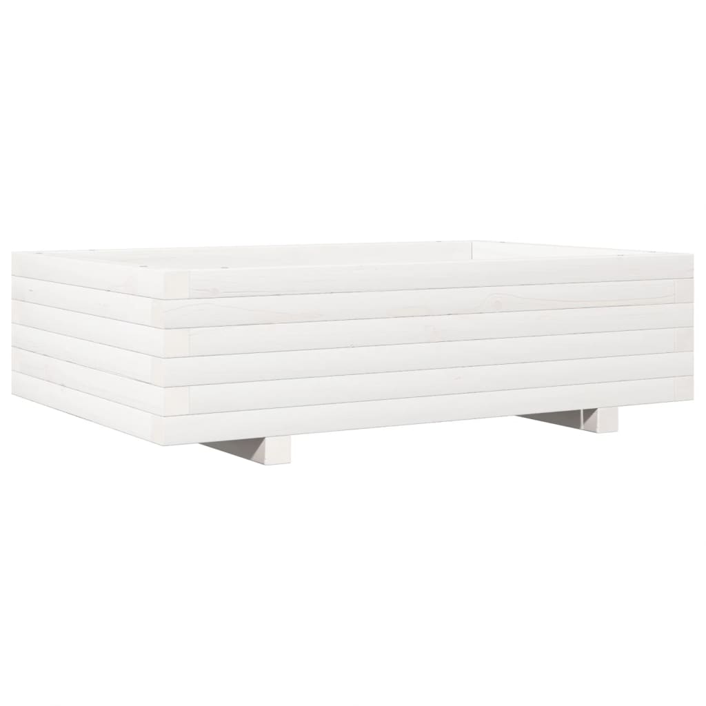 vidaXL Ζαρντινιέρα Κήπου Λευκή 90x60x26,5 εκ. από Μασίφ Ξύλο Πεύκου - Image 2
