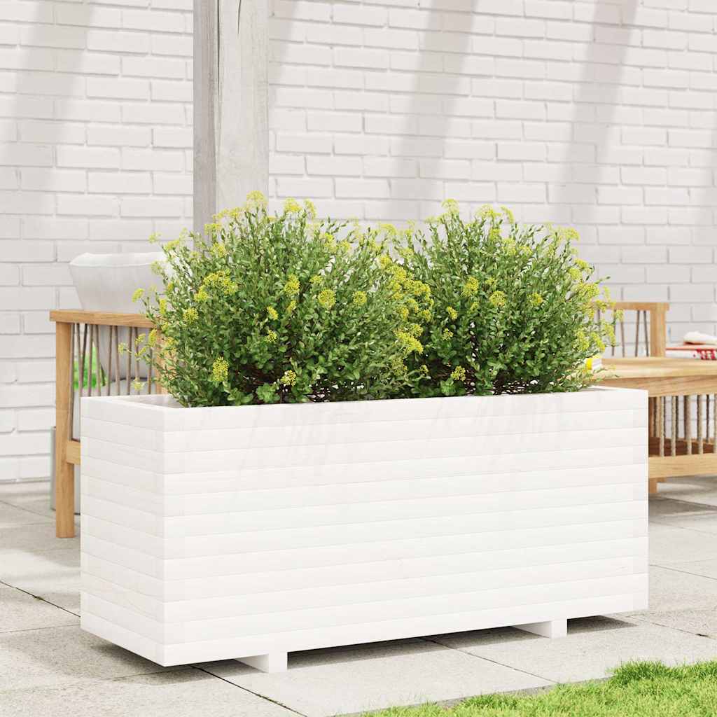 vidaXL Ζαρντινιέρα Κήπου Λευκή 110x40x49,5 εκ. από Μασίφ Ξύλο Πεύκου - Image 3