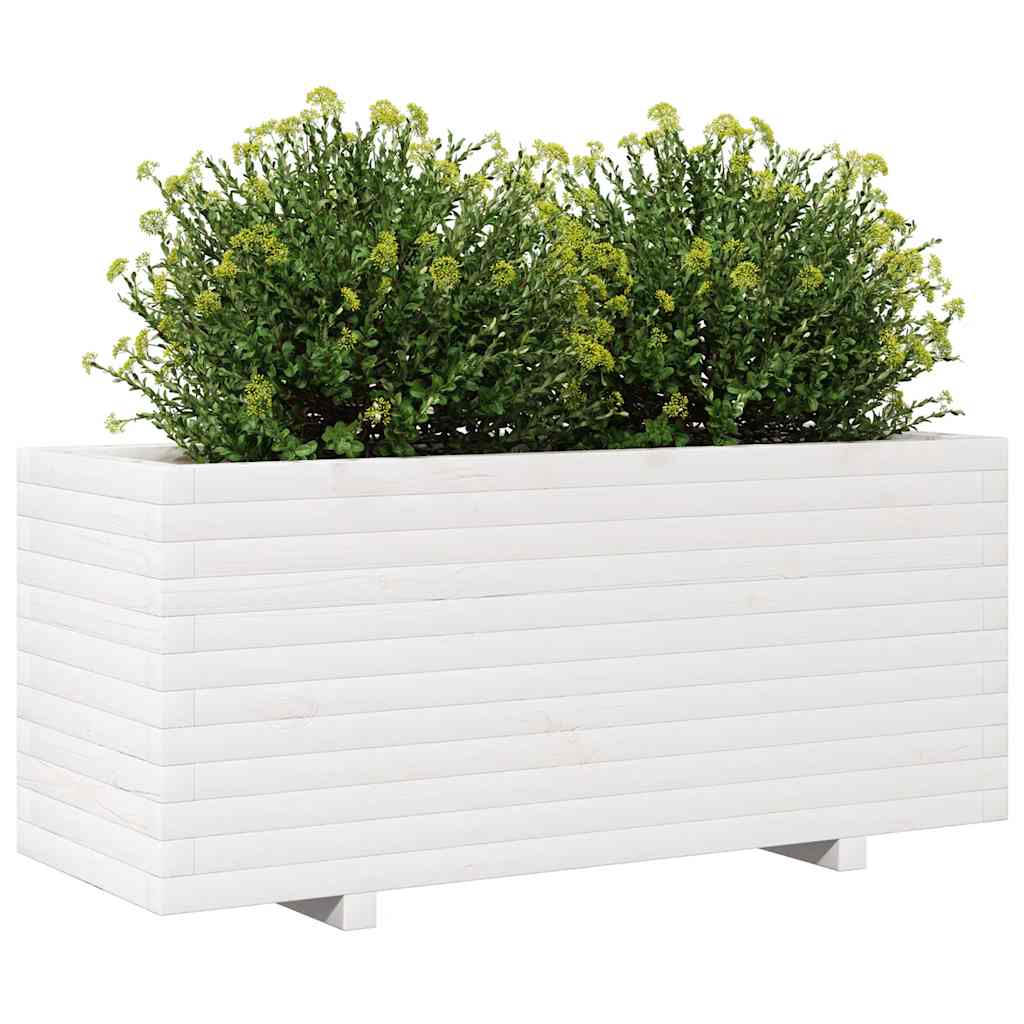 vidaXL Ζαρντινιέρα Κήπου Λευκή 110x40x49,5 εκ. από Μασίφ Ξύλο Πεύκου - Image 4