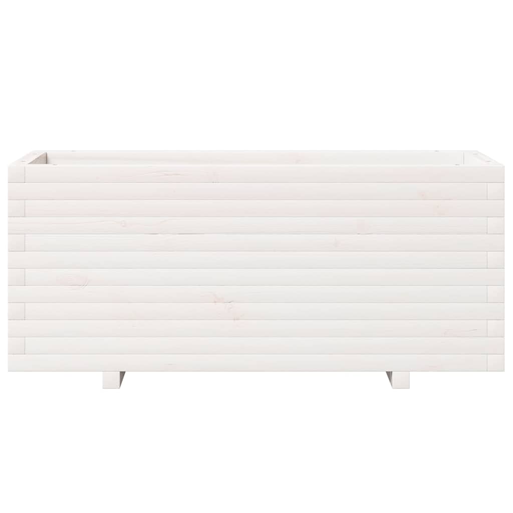 vidaXL Ζαρντινιέρα Κήπου Λευκή 110x40x49,5 εκ. από Μασίφ Ξύλο Πεύκου - Image 5