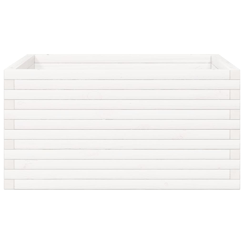 vidaXL Ζαρντινιέρα Κήπου Λευκή 90x90x46 εκ. από Μασίφ Ξύλο Πεύκου - Image 5